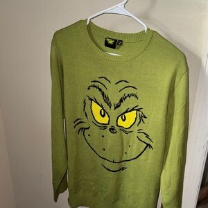 Dr. Seuss Grinch Face Crewneck Sweater - Green